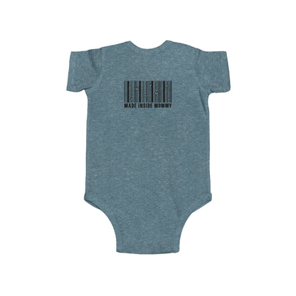 Made Inside Mommy Baby Bodysuit — Funny Barcode Infant Onesie