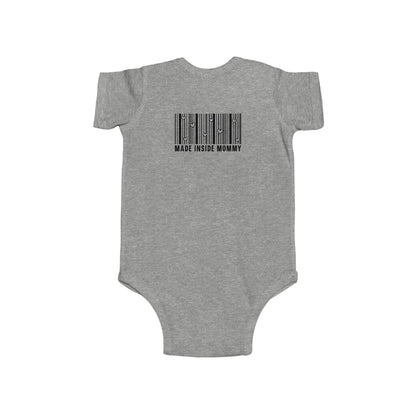 Made Inside Mommy Baby Bodysuit — Funny Barcode Infant Onesie