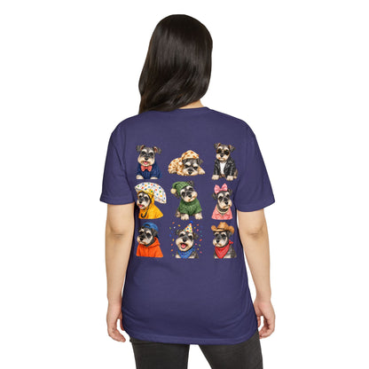 Schnauzer Crew Portrait T‑Shirt — Cute Dogs in Costumes Tee