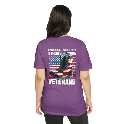 Veterans Tribute T-Shirt — "Honoring All Who Served" American Flag Boots