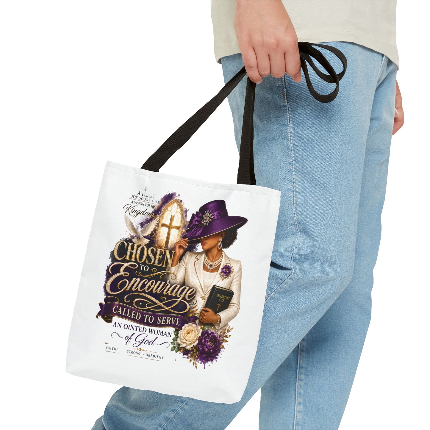 Christian Encourager Tote Bag — "Chosen to Encourage" Design