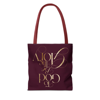 To God Be The Glory Burgundy Tote Bag — Inspirational Christian Scripture Tote