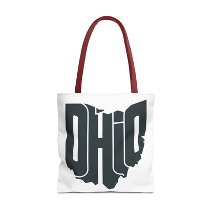 Ohio State Outline Tote Bag — Retro Ohio Text Graphic Tote