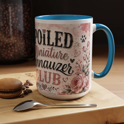 Spoiled Miniature Schnauzer Club Accent Coffee Mug — Cute Dog Mom Gift