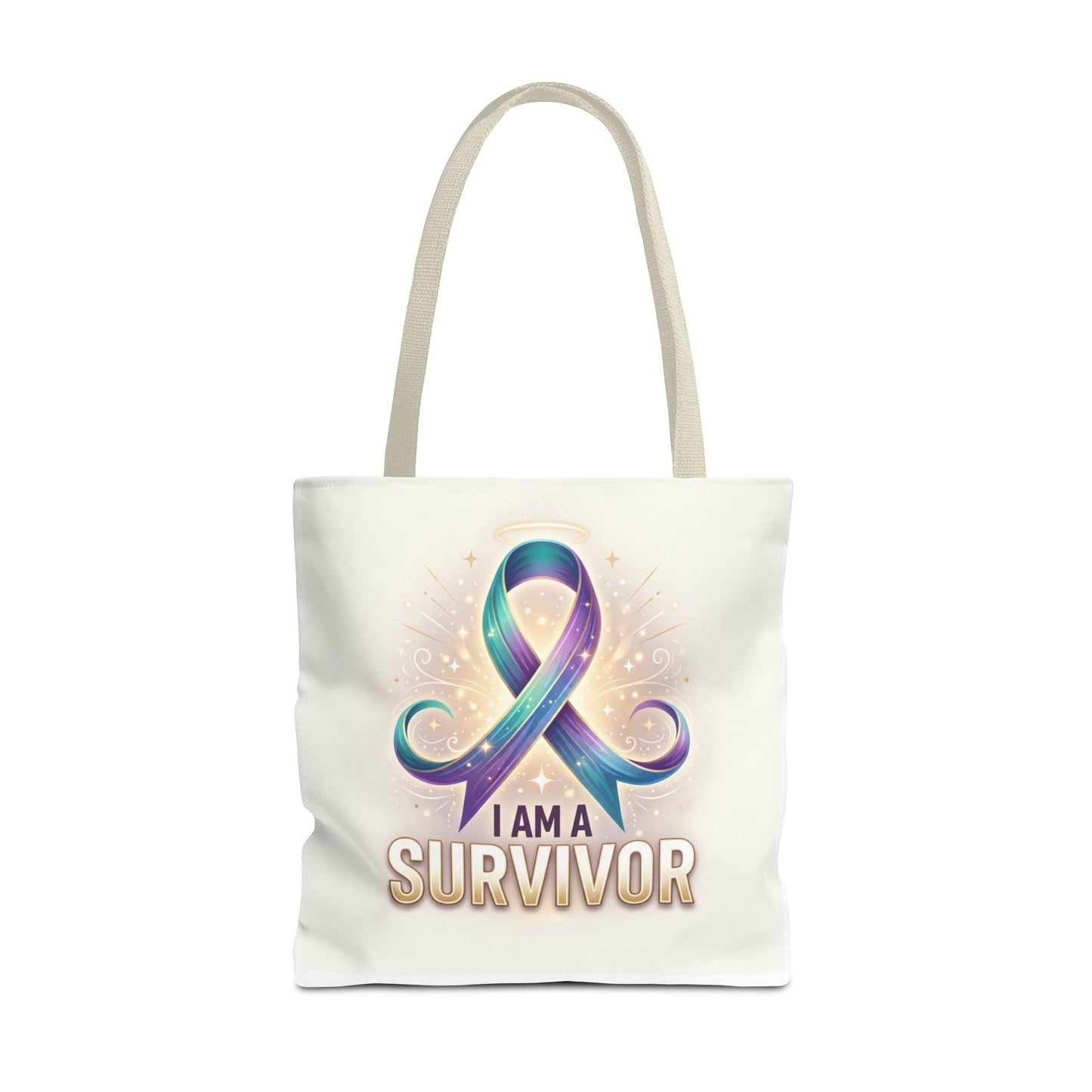 Survivor Ribbon Tote Bag - "I Am a Survivor" Awareness Reusable Shopper