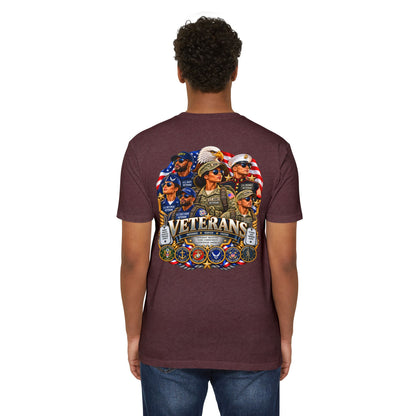 Veterans Tribute T-Shirt – Patriotic Military Emblems & Eagle Design