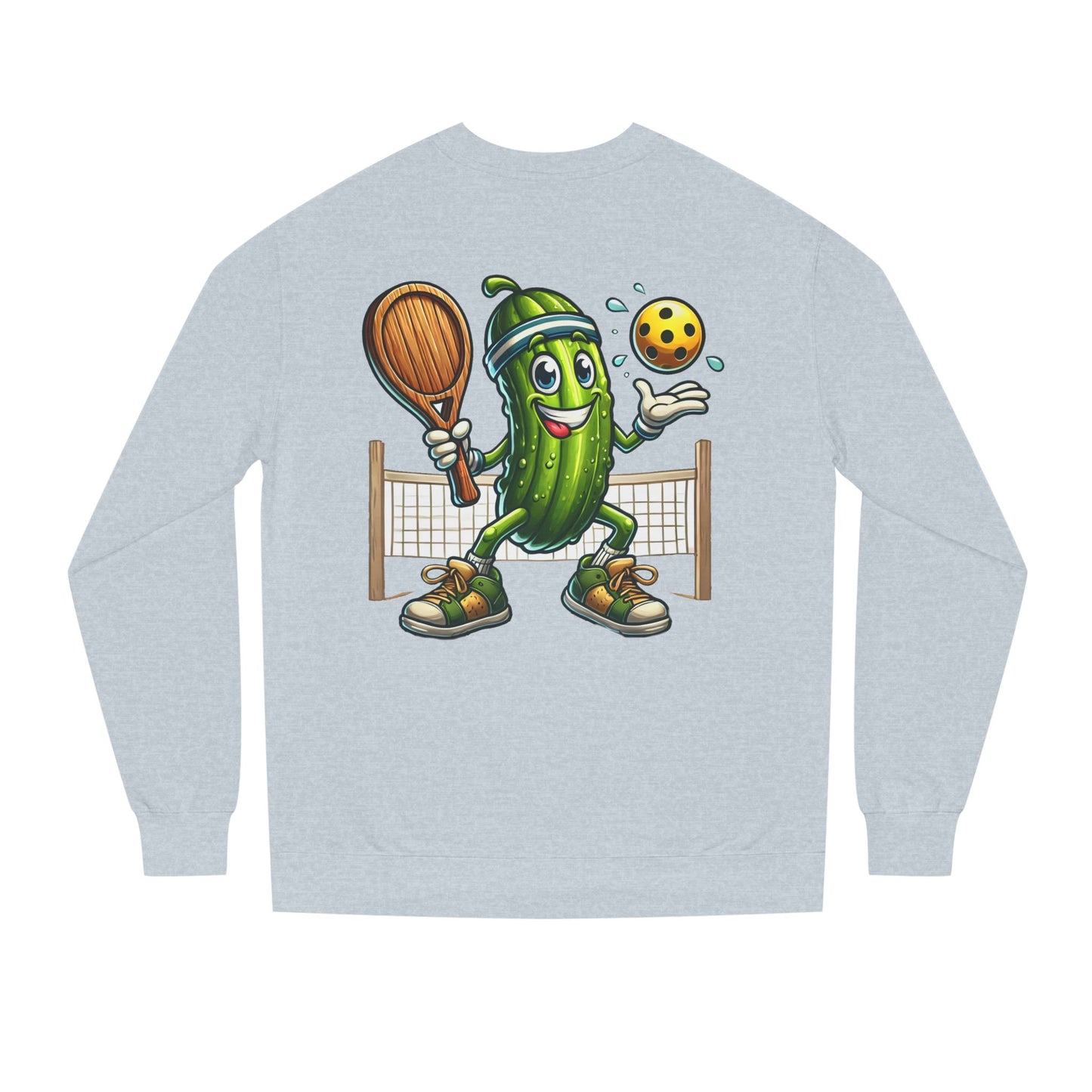 Pickle Pickleball Crewneck Sweatshirt — Cute Pickle Playing Pickleball Graphic