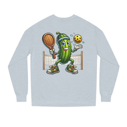 Pickle Pickleball Crewneck Sweatshirt — Cute Pickle Playing Pickleball Graphic