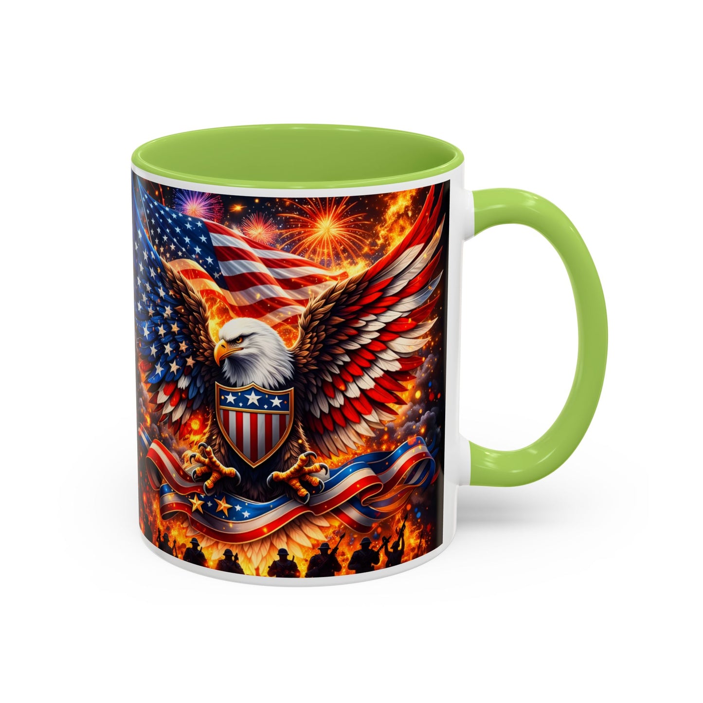 Patriotic Eagle Coffee Mug — American Flag Bald Eagle Accent Mug (11/15oz)