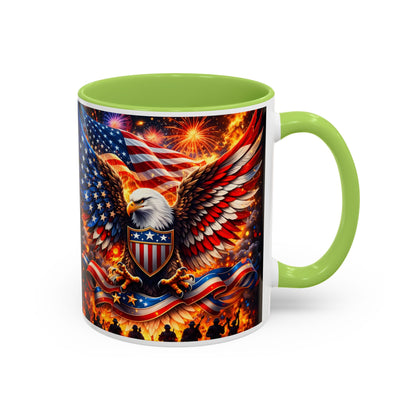 Patriotic Eagle Coffee Mug — American Flag Bald Eagle Accent Mug (11/15oz)