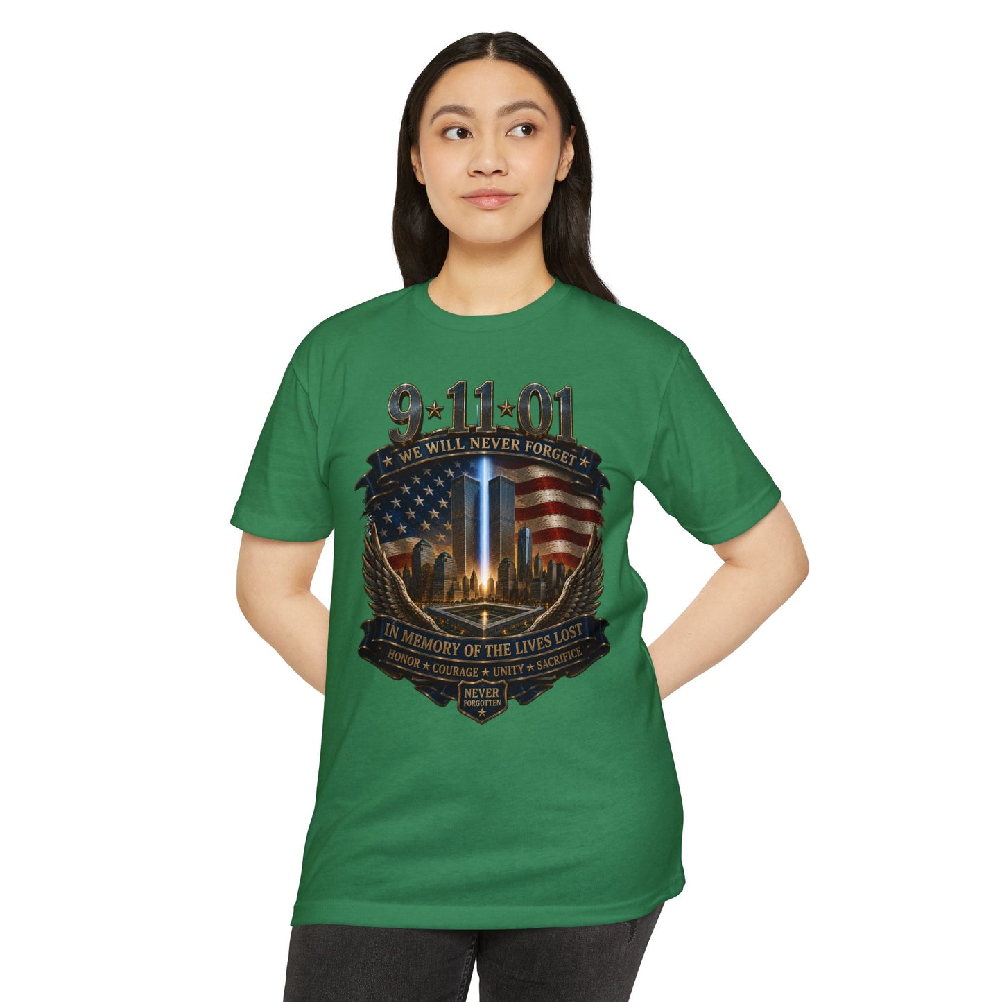 9/11 Memorial T-Shirt — "We Will Never Forget" Tribute Tee