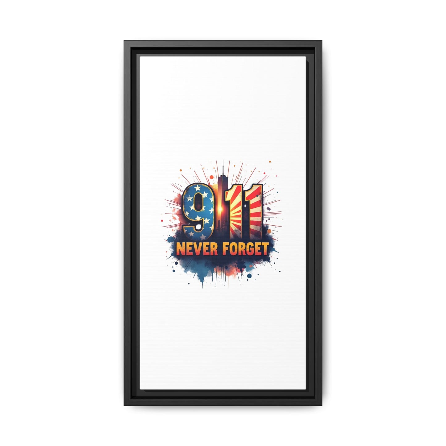 Framed Canvas Wall Art — “9·11 Never Forget” Memorial Print