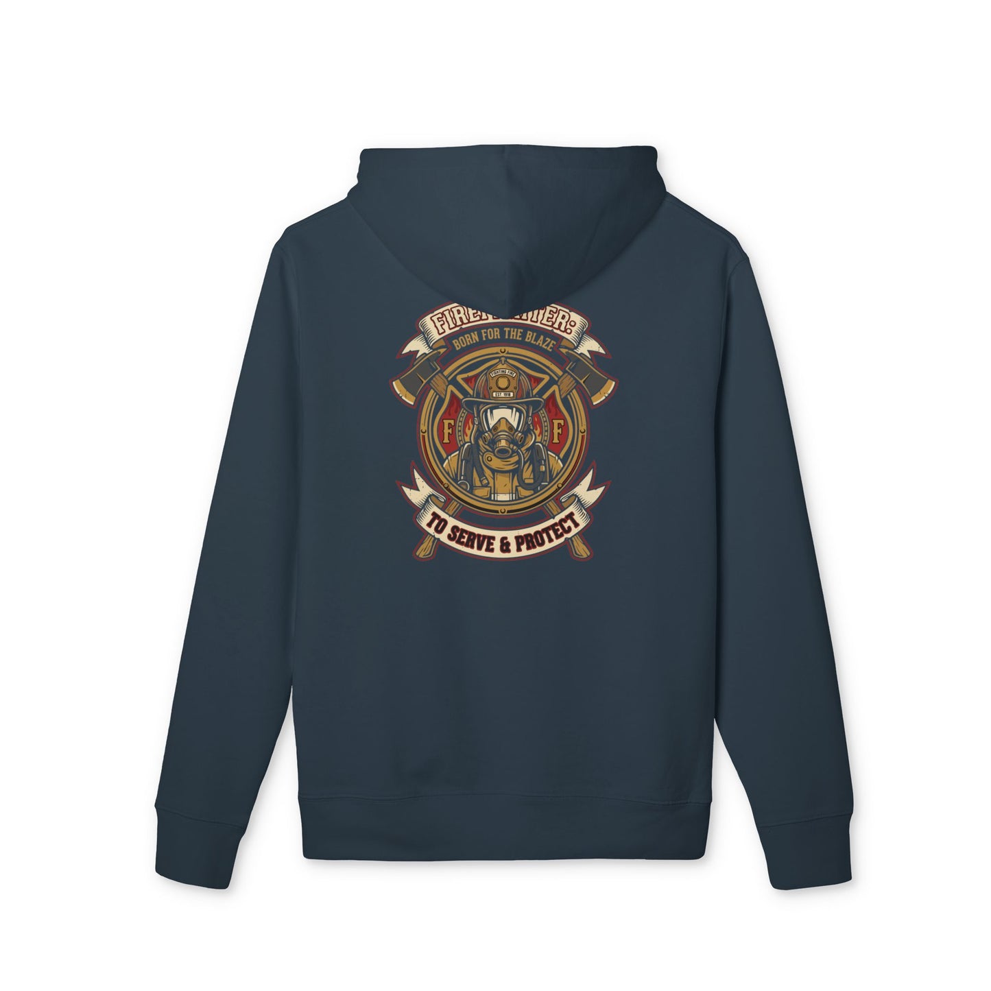 Firefighter Helmet Emblem Hoodie — To Serve & Protect Rescue Sweatshirt