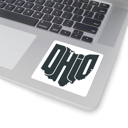 Ohio State Outline Sticker — Retro Bold OHIO Square Decal for Laptops & Water Bottles