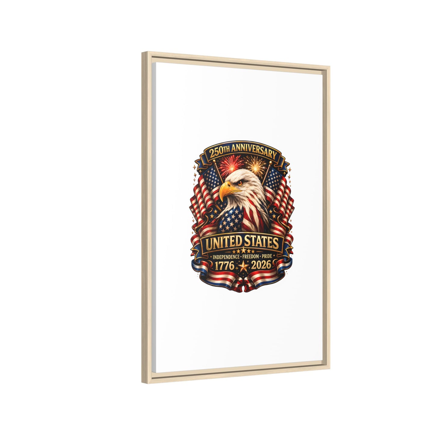 Patriotic Eagle 250th Anniversary Framed Canvas Print — United States 1776–2026