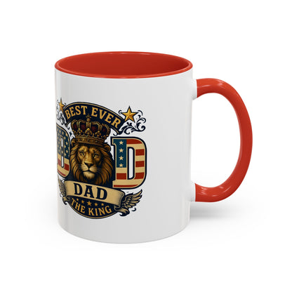 Best Ever Dad Coffee Mug — 'Dad the King' Lion Accent Mug (11/15oz)