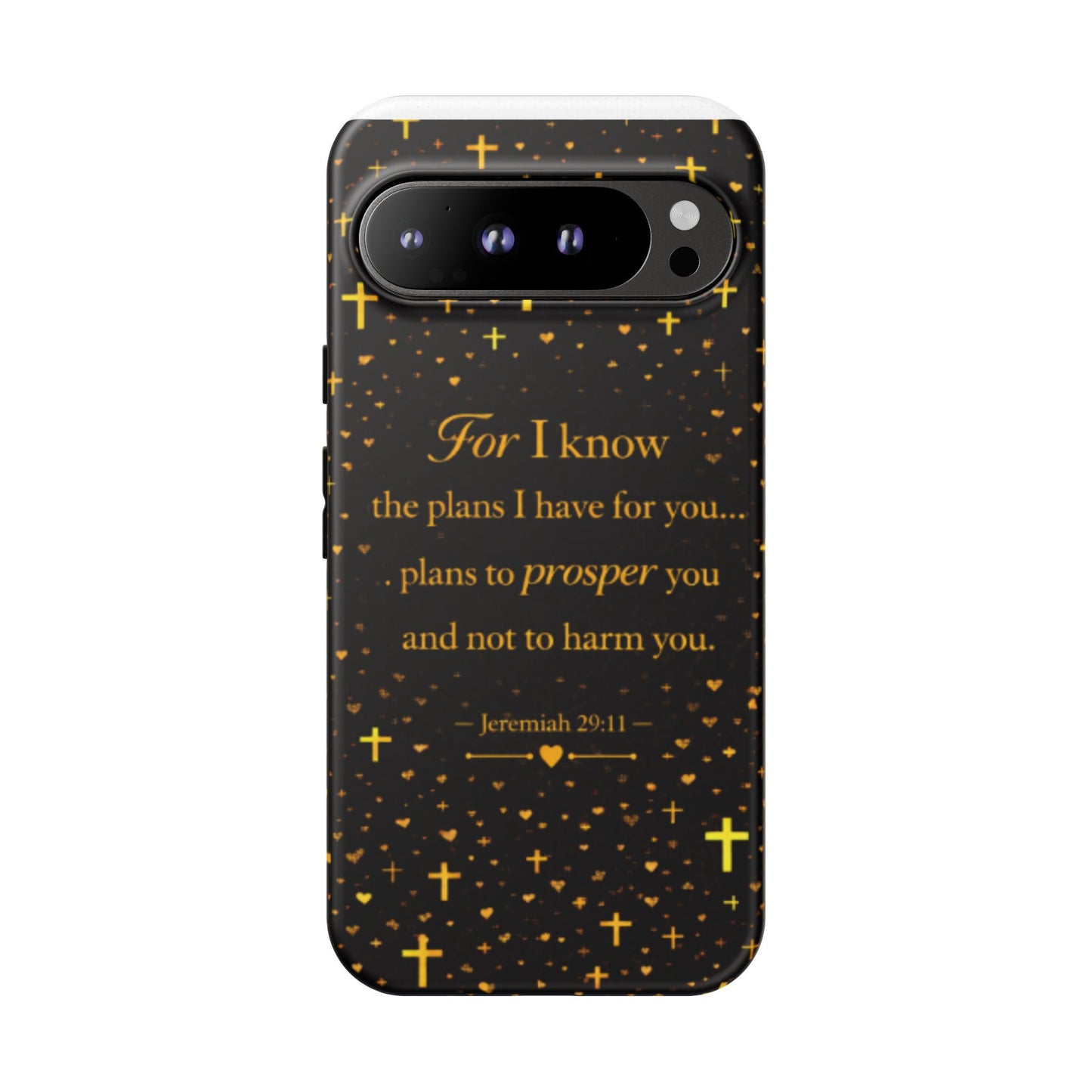 Phone Case — "For I Know" Jeremiah 29:11 Gold Cross Christian Tough Case