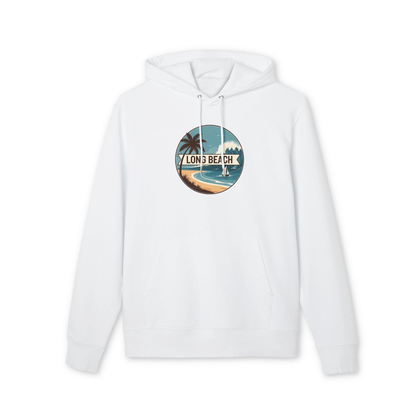 Long Beach Vintage Beach Hoodie — Retro Palm Tree Surf Pullover