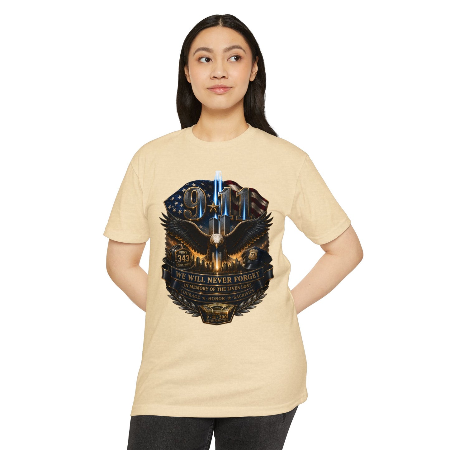 9/11 Remembrance T-Shirt — "We Will Never Forget" Tribute Tee