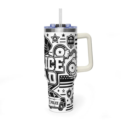 Tumbler — 'Police Dad' 40oz Vacuum Insulated Travel Mug (Patrol Badge Design)