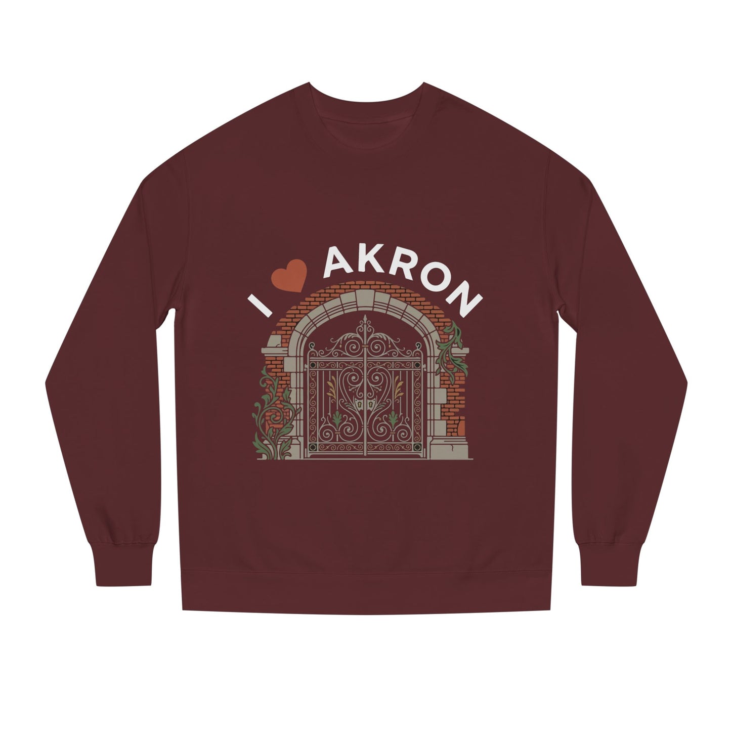 I  Akron Crewneck Sweatshirt — Vintage Gate Illustration, City Pride Pullover