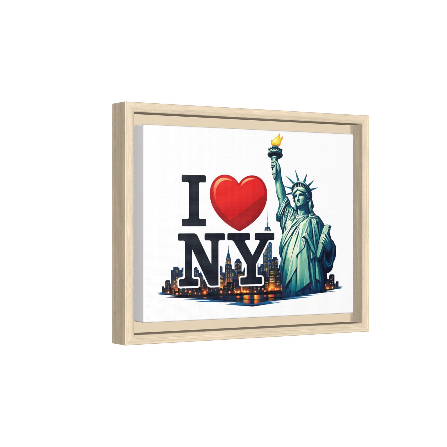 I Love NY Statue of Liberty Matte Framed Canvas