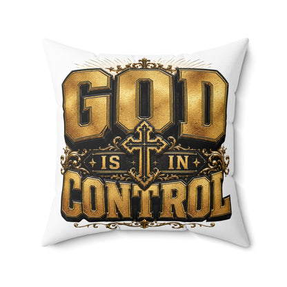 God Is In Control Decorative Pillow — Faith Christian Square Throw Pillow
