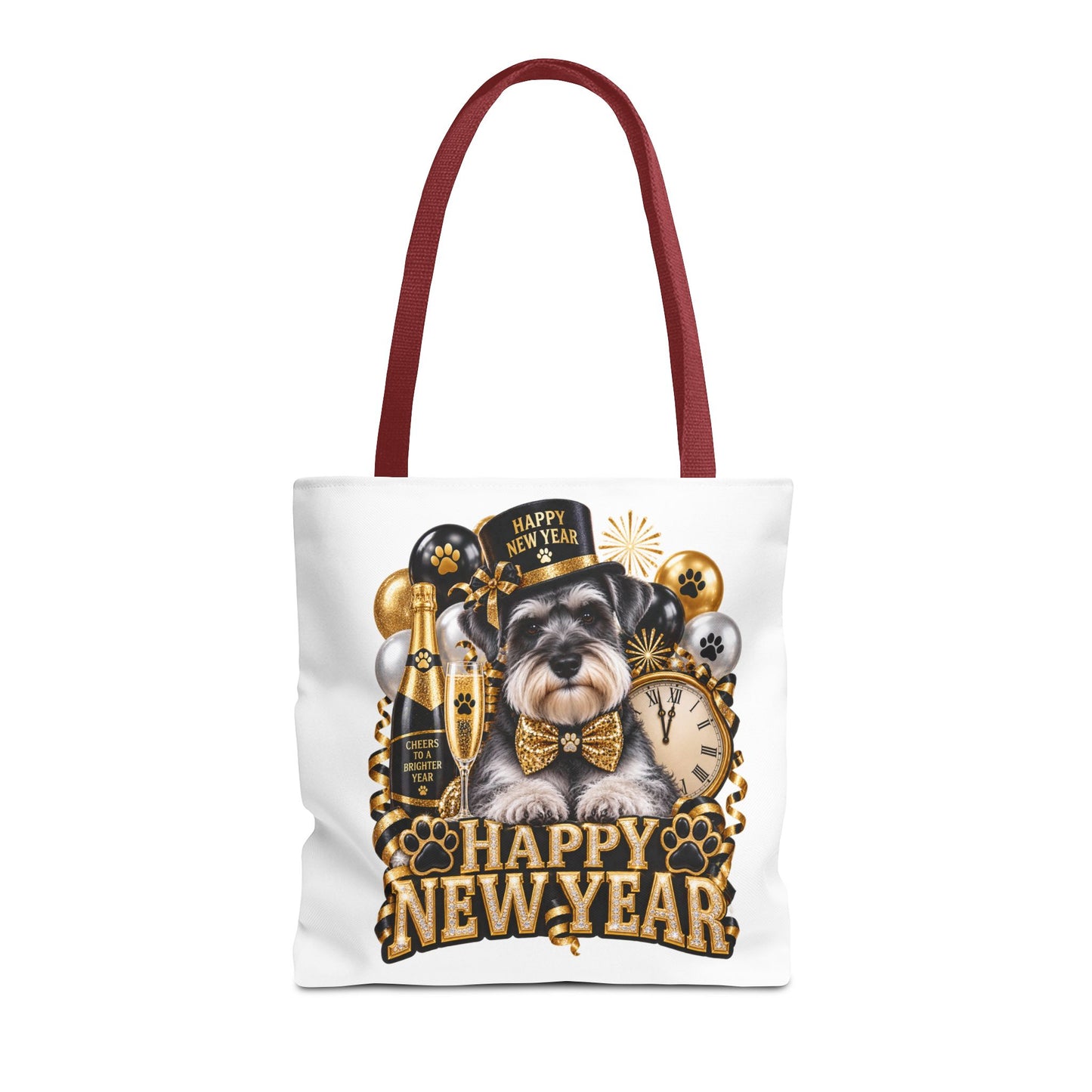 New Year Puppy Tote - Happy New Year Schnauzer Party Bag