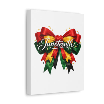 Juneteenth Celebration Stretched Canvas — Pan-African Ribbon Wall Art