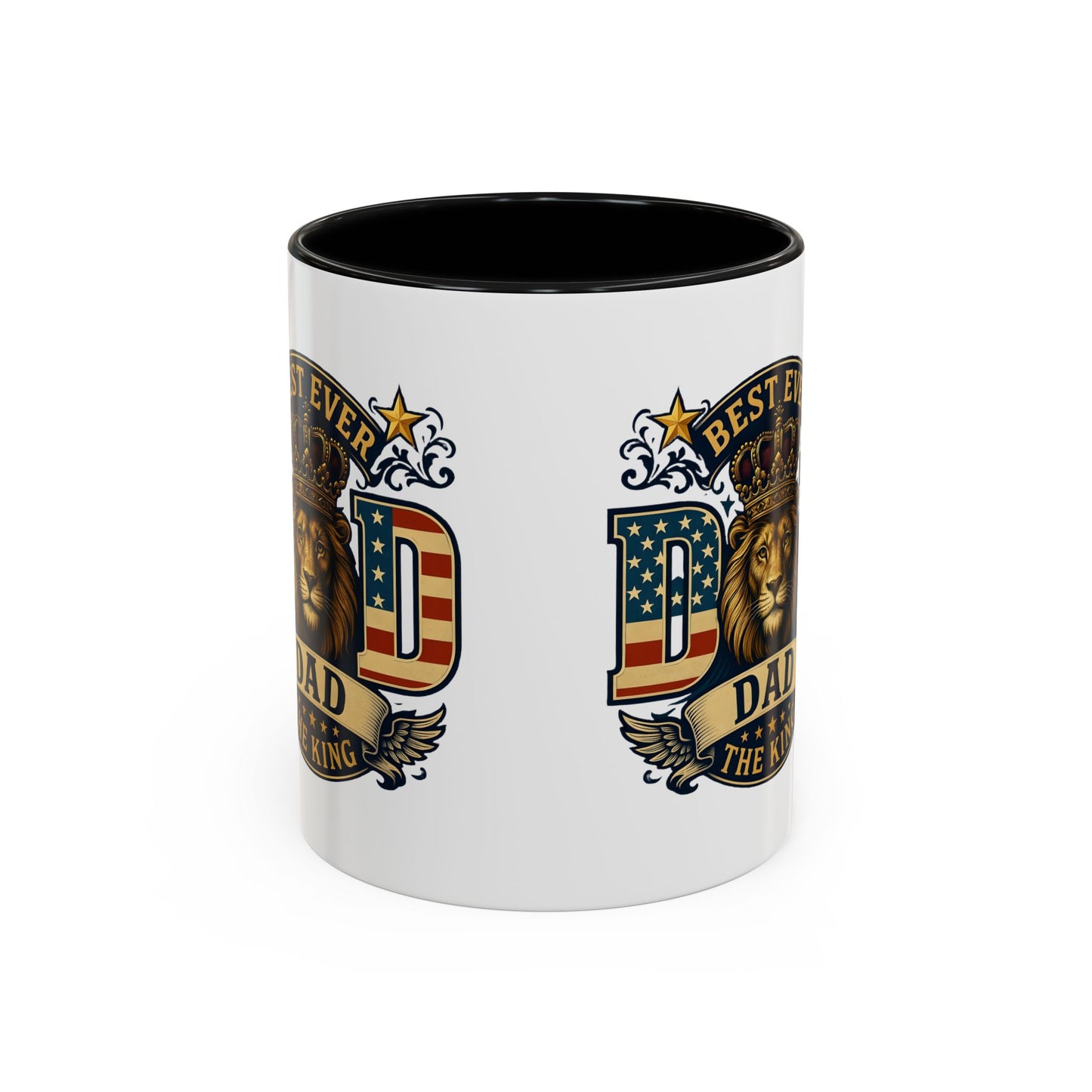 Best Ever Dad Coffee Mug — 'Dad the King' Lion Accent Mug (11/15oz)
