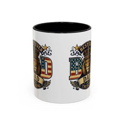 Best Ever Dad Coffee Mug — 'Dad the King' Lion Accent Mug (11/15oz)