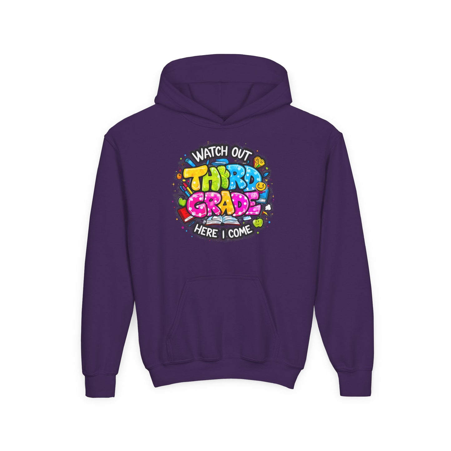 Third Grade Hoodie — "Watch Out Third Grade Here I Come" Kids Back-to-School Sweatshirt