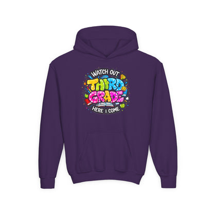 Third Grade Hoodie — "Watch Out Third Grade Here I Come" Kids Back-to-School Sweatshirt