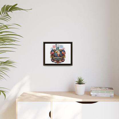 United States 250th Anniversary Framed Canvas — "1776-2026" Patriotic Eagle & Statue of Liberty Print