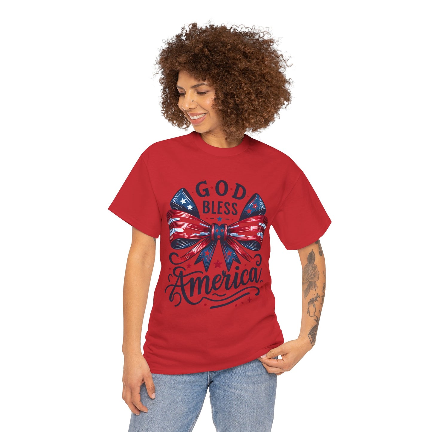 God Bless America T-Shirt — Patriotic USA Bow Fourth of July Tee