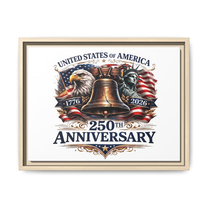 250th Anniversary Framed Canvas - United States of America Patriotic Liberty Bell Print