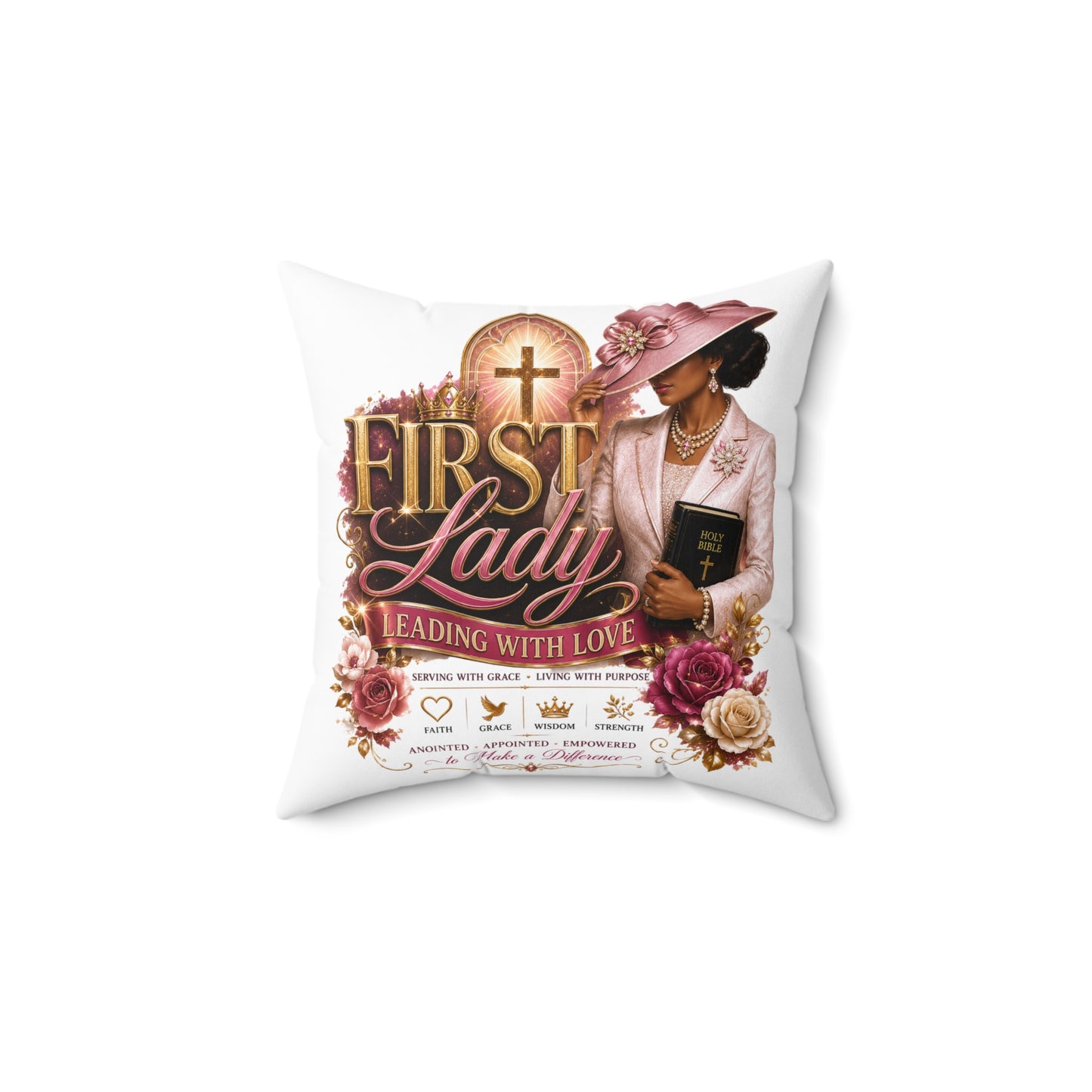 First Lady Decorative Pillow — 'First Lady: Leading With Love' Christian Accent Cushion