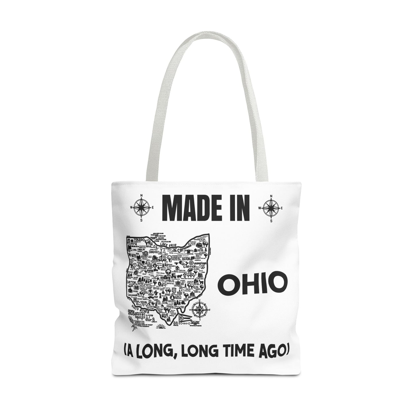 Made in Ohio Tote Bag — Vintage Map Design "A Long, Long Time Ago"