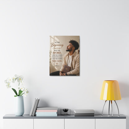 Stretched Canvas - John 1:1 Scripture Wall Art (In the Beginning)