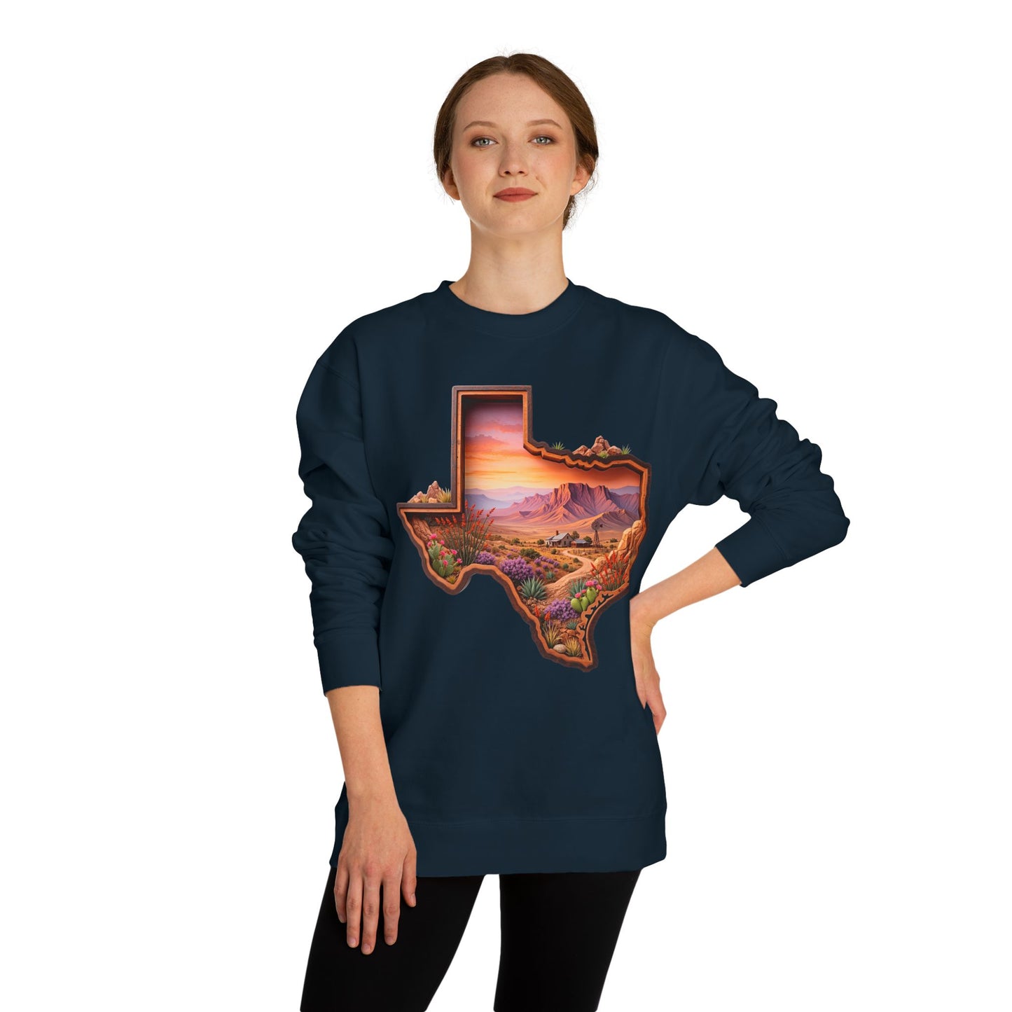 Texas Sunset Crewneck Sweatshirt — Scenic Lone Star State Landscape