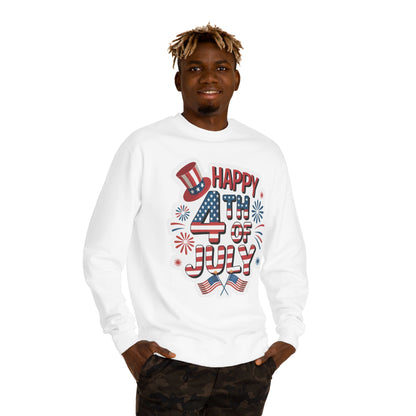 4th of July Sweatshirt - "Happy 4th of July" Patriotic Crewneck