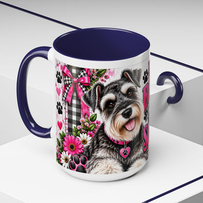 Life Is Better With A Miniature Schnauzer Accent Coffee Mug — Pink Paw Print Dog Lover Gift (11/15oz)