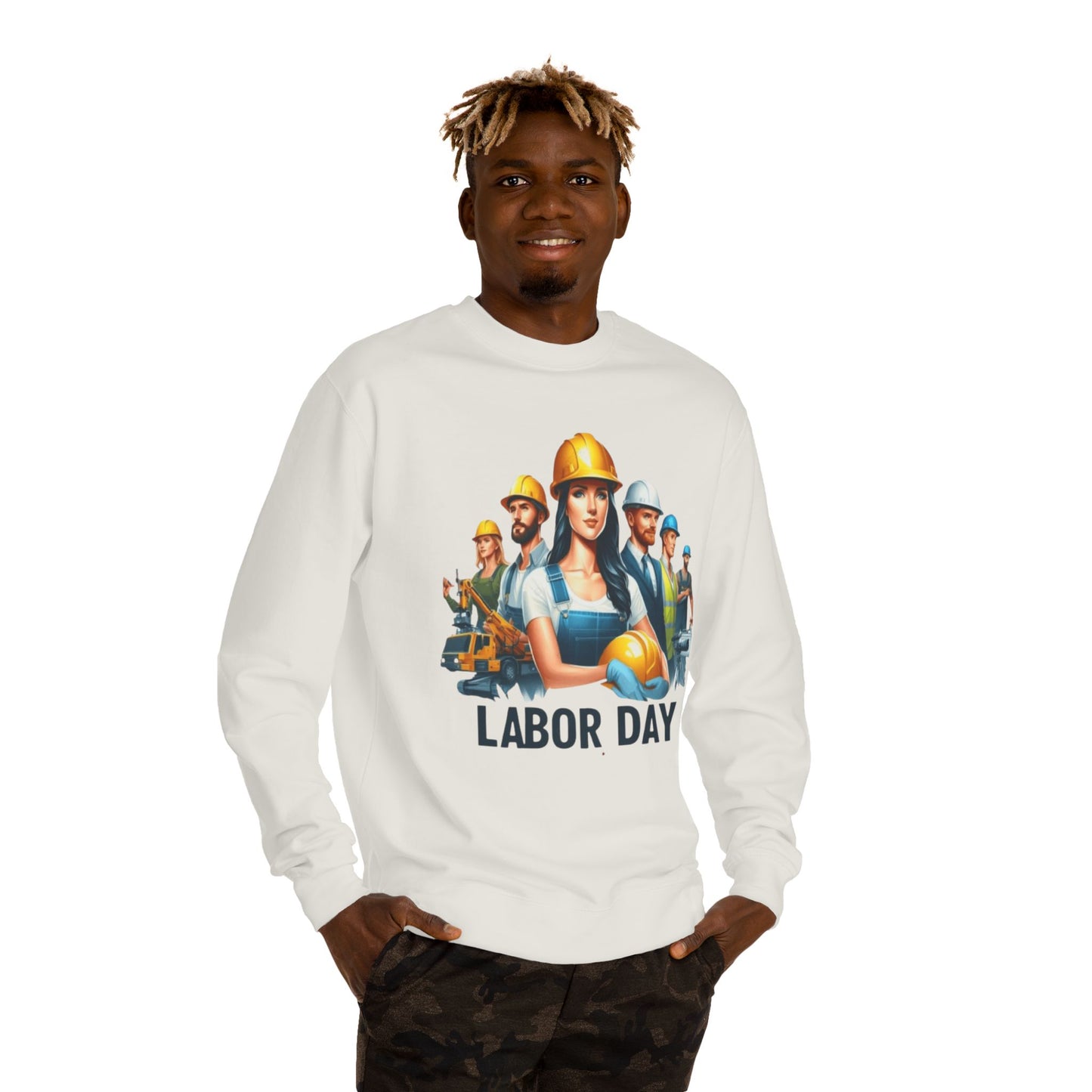 Labor Day Crewneck Sweatshirt — Construction Workers Graphic