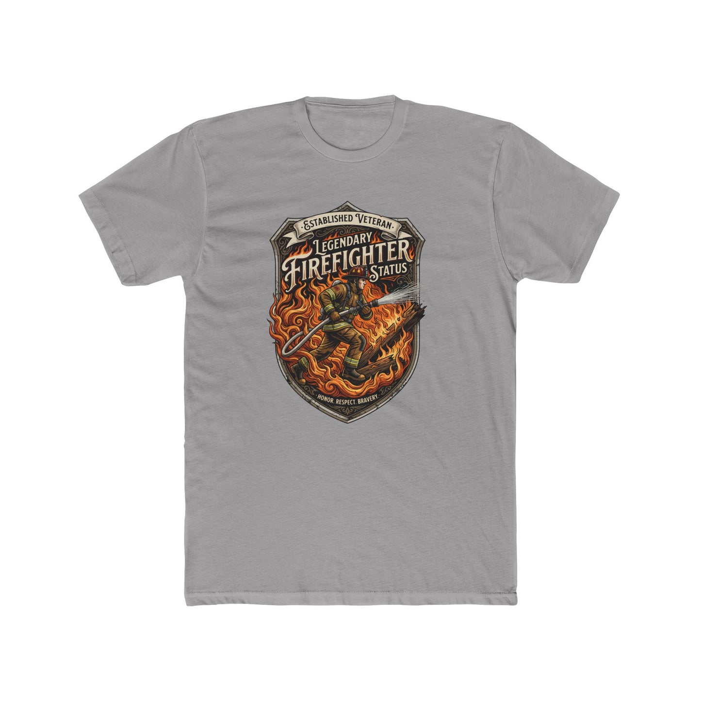 Firefighter Badge T-Shirt — Legendary Firefighter Status Graphic Tee