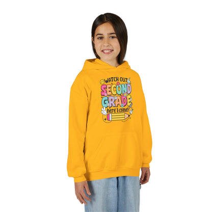 Second Grade Hoodie - "Watch Out Second Grade Here I Come" Back-to-School Kids Sweatshirt