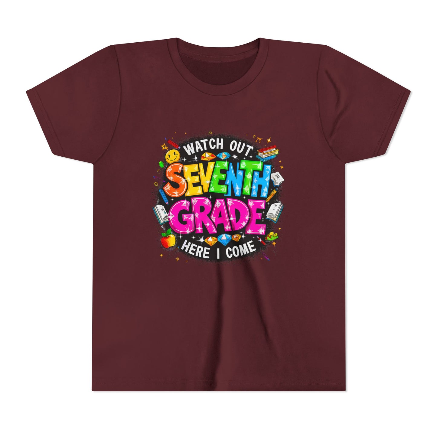 Seventh Grade Kids T-Shirt – “Watch Out Seventh Grade Here I Come” Back-to-School Tee