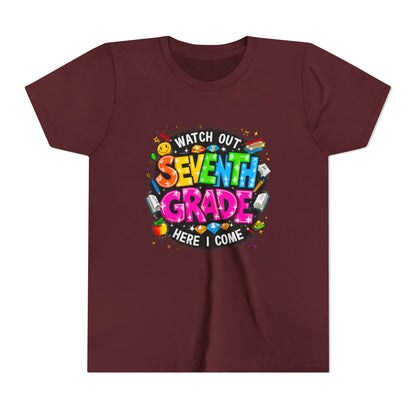 Seventh Grade Kids T-Shirt – “Watch Out Seventh Grade Here I Come” Back-to-School Tee