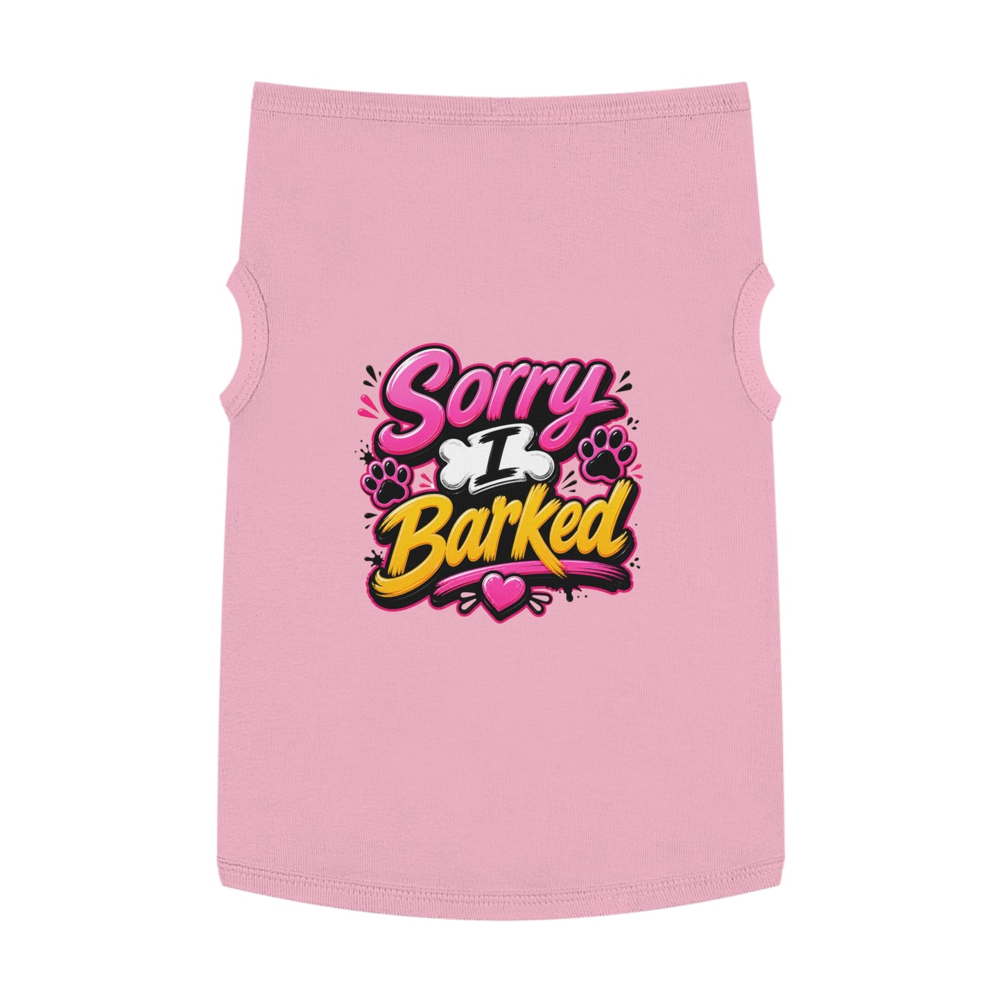 Dog Tank Top — “Sorry I Barked” Cute Paw Print Pet Shirt