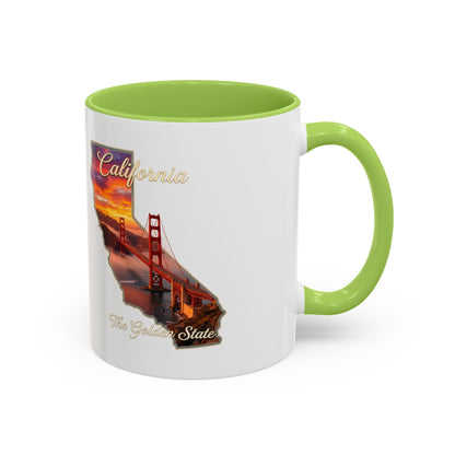 California State Shape Accent Mug – Golden Gate Sunset Coffee Cup (11/15oz)