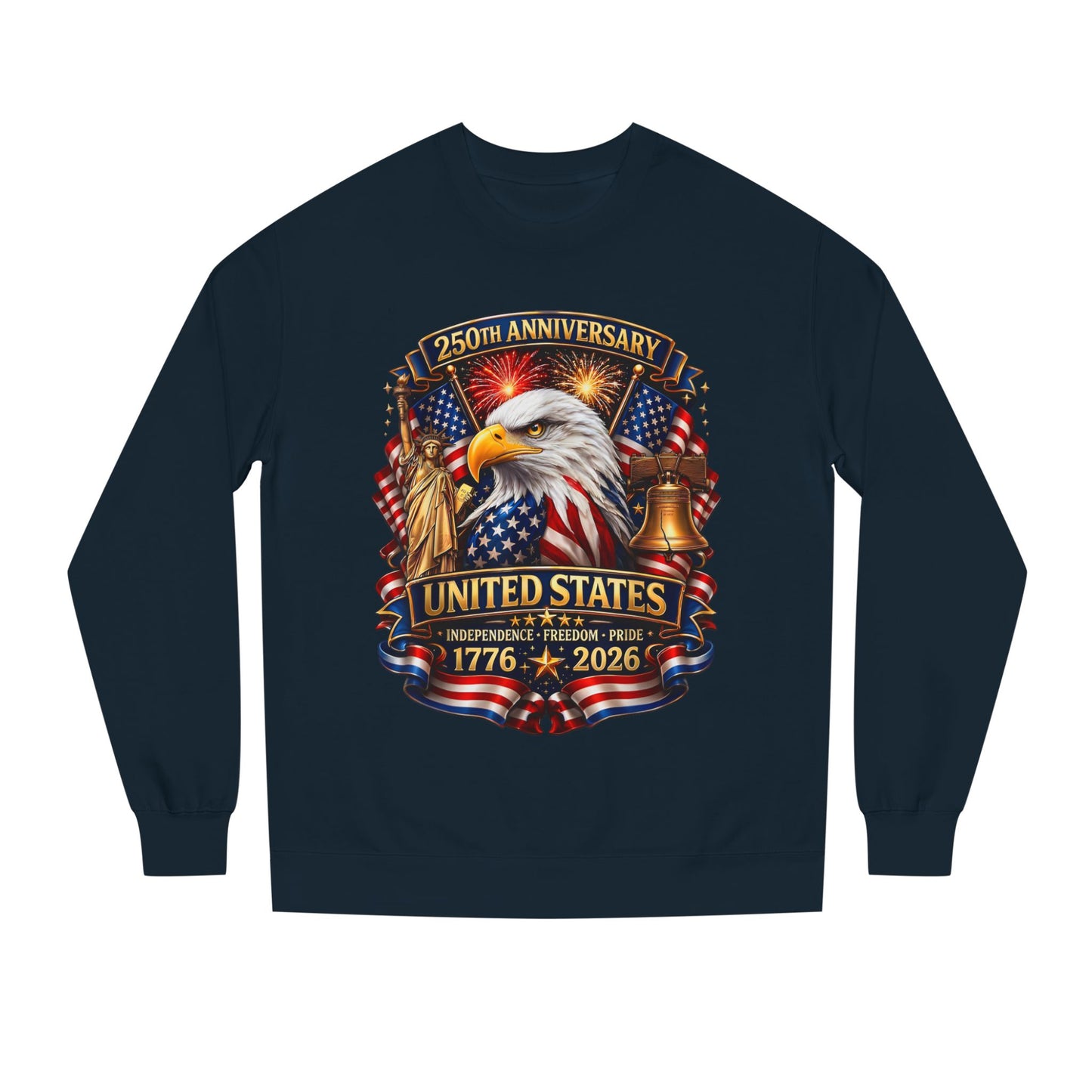 250th Anniversary United States Crewneck Sweatshirt — Eagle & American Flag 1776–2026